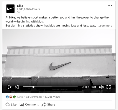 Presencia de Nike en Linkedin
